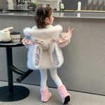 Rabbit Ear Patchwork Coat In Fur - Cindi Book