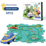 Children Puzzle Electric Railroad Speeder DIY Assembly Electric Car Automatic Rail City Scene Construction Education Toy Gift - Cindi Book