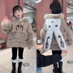 Fleece-lined Padded Faux Fur Coat For Little Girls - Cindi Book