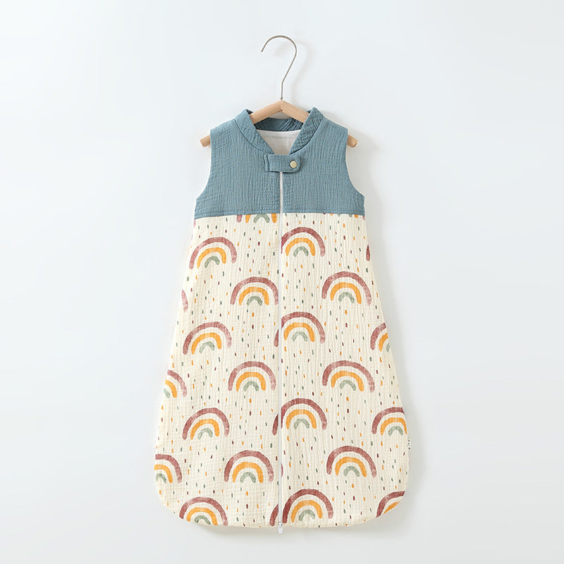 Baby Sleeping Bag Double Layer Patchwork Stand-up Collar Gauze Waistcoat Sleeping Bag - Cindi Book