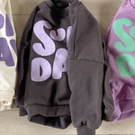 Loose Casual Long-sleeved Terry Sweater With Foreign Letters - Cindi Book