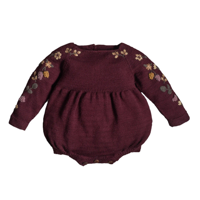 Baby Embroidery Long Sleeve Butt Wrap Clothes Wool - Cindi Book