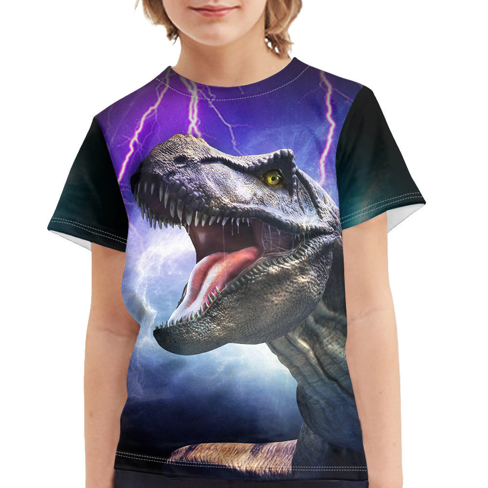 Summer Dinosaur Full Print Boy's T-shirt - Cindi Book
