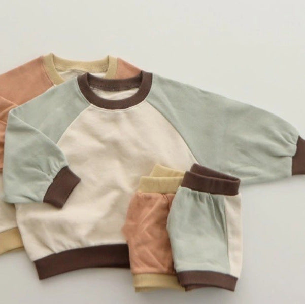 Contrasting Color Raglan Small Sweater Triangle Climbing Jumpsuit - Cindi Book