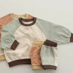 Contrasting Color Raglan Small Sweater Triangle Climbing Jumpsuit - Cindi Book