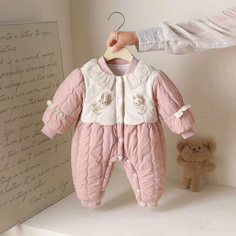 Baby Girl Autumn And Winter New Cute Princess Thin Cotton Romper Girl Romper Outwear - Cindi Book