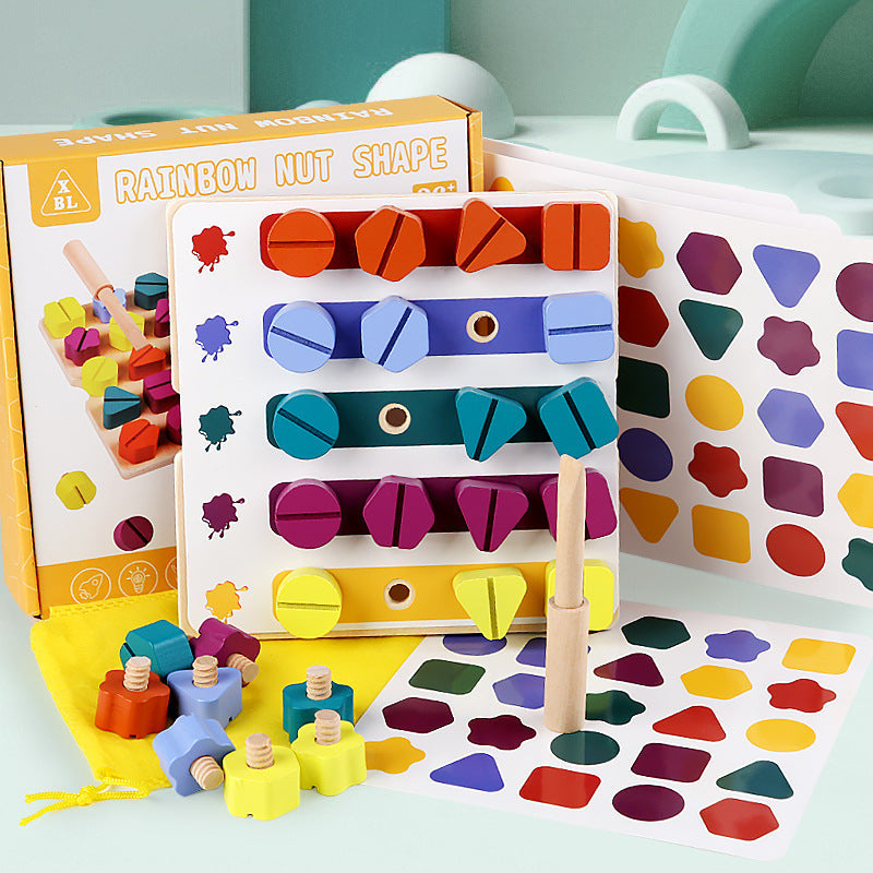 Kindergarten Screw-and-nut Shape Matching Color Puzzle Building Blocks - Cindi Book