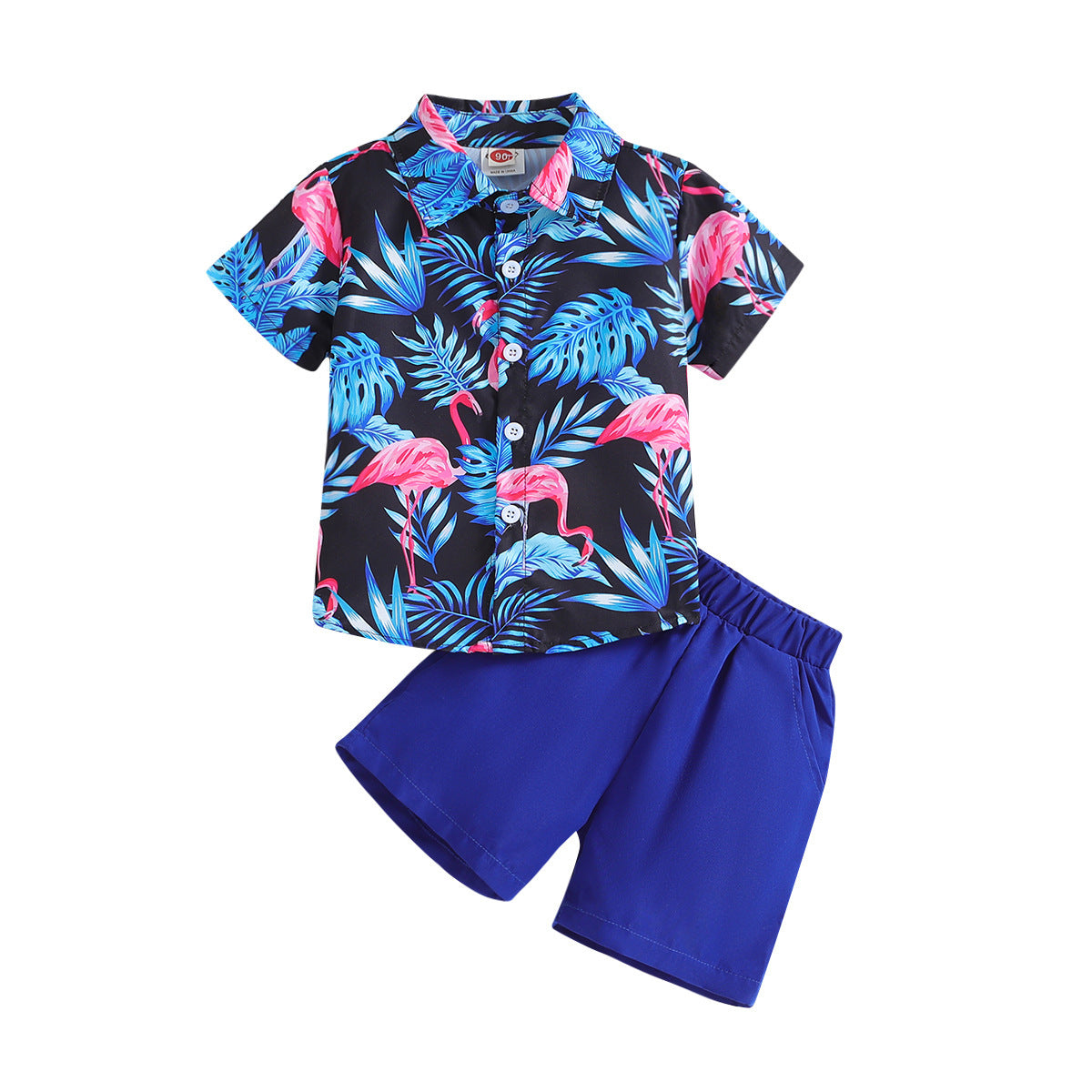 Summer New Boys Short Sleeve Printed Shirt and Shorts Two-Piece Set