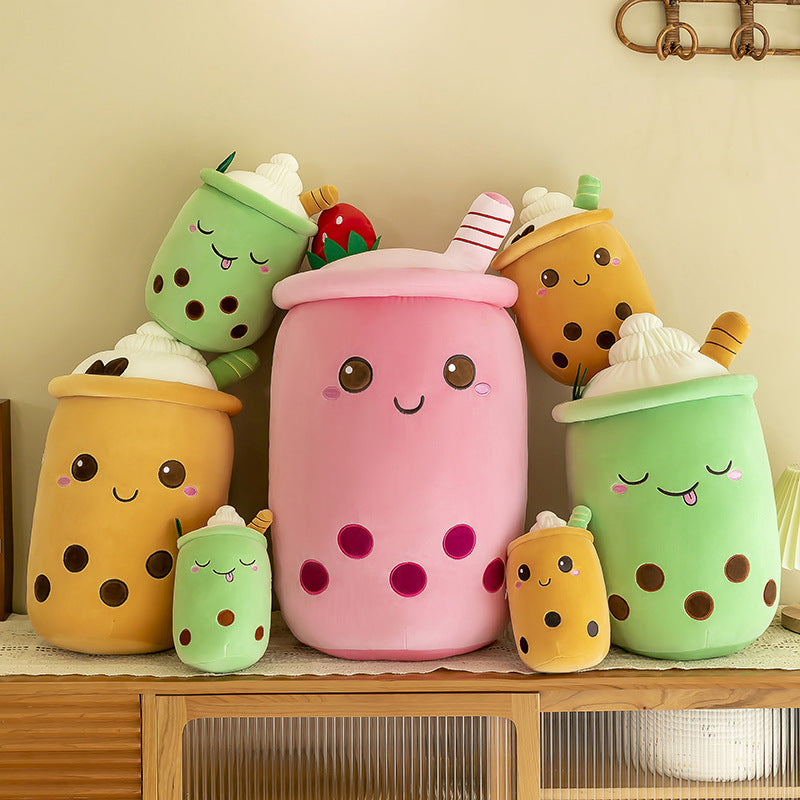 Fruit Milky Tea Cup Pillow Plush Toy Leather Phone Case - Cindi Book