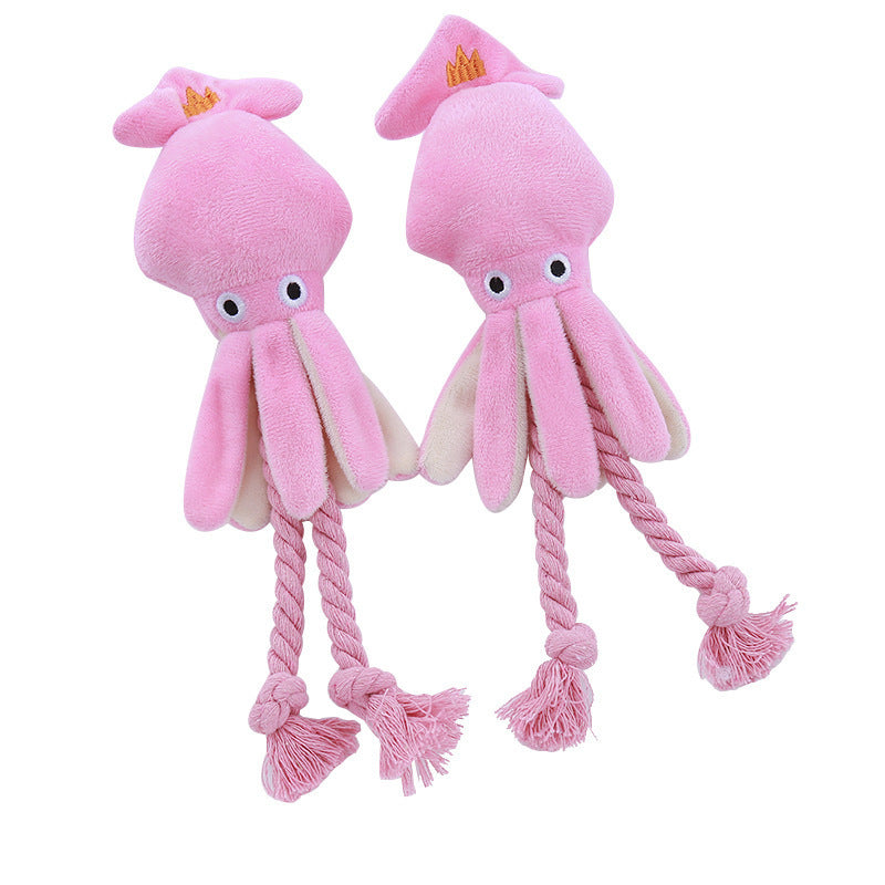 Vocal Cotton String Octopus Bite-resistant Teeth Cleaning Interactive Pet Toy - Cindi Book