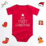 Christmas Deer English Letters Printed Red Triangle Rompers - Cindi Book