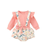 Infant Baby Girl Shoulder Strap Princess Dress Multi-color Long-sleeved Triangle Romper - Cindi Book