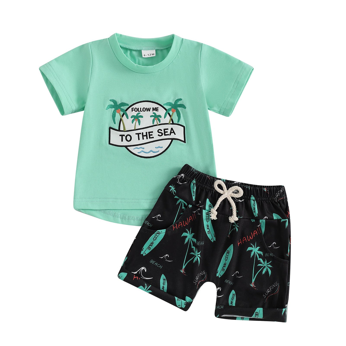 Cute Casual Sports Wind Beach Style Embroidery T-shirt Shorts Set - Cindi Book