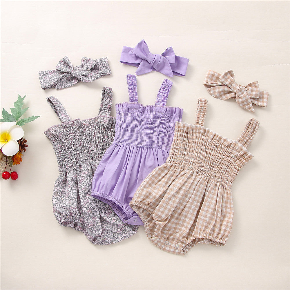 Infant Baby Girls 2Pcs Summer Outfits, Sleeveless Frill Smoc - Cindi Book