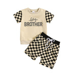 Children's Letter Printed T-shirt Plaid - Cindi Book