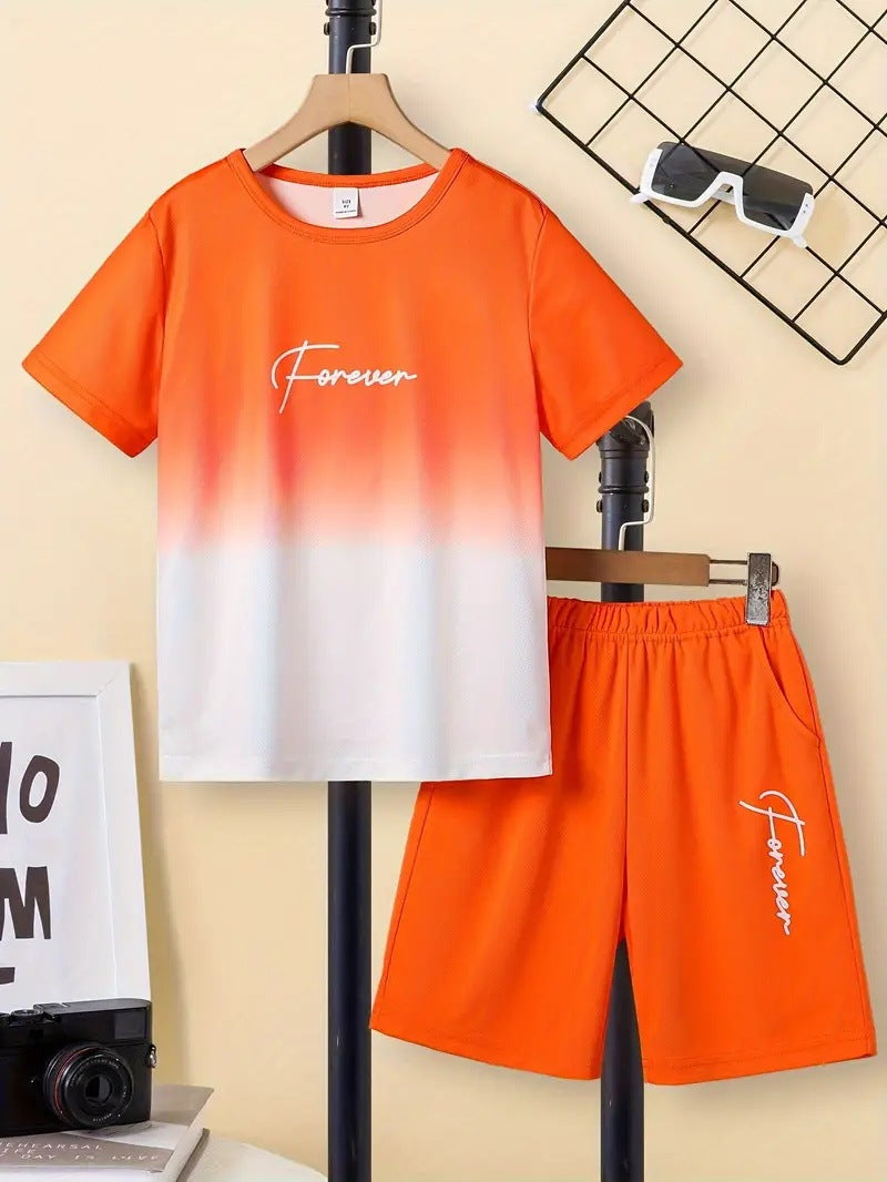 Boys' Casual Short Sleeve T-shirt Top Shorts Two-piece Set - Cindi Book
