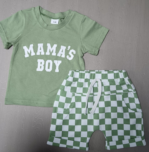 Round Neck Short Sleeve Plaid Shorts Two-piece Set - Cindi Book