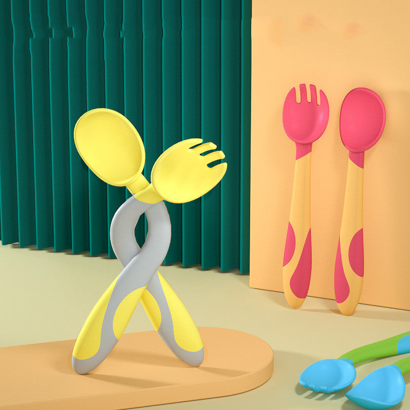 Baby Training Fork Spoon Twist Spoon Children's Tableware Set - Cindi Book