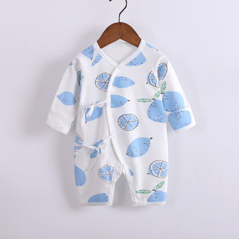 Baby's Cotton Long-sleeved Lace-up Butterfly Jumpsuit - Cindi Book