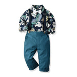 Boys' Cotton Long Sleeved Shirt And Overalls Set - Cindi Book