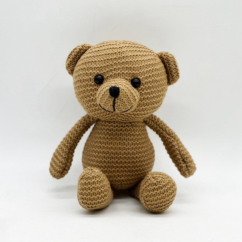 Yarn Bear Doll Wedding Celebration Doll Cute Plush Knitted Toy for Kids As A Gift