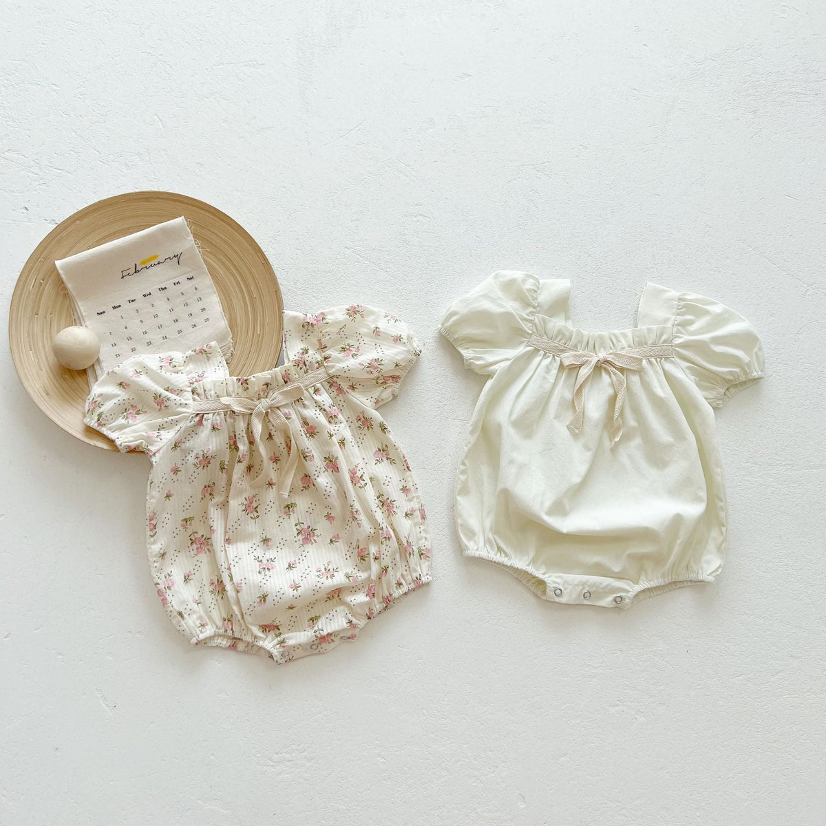Bow Knot Baby Girl Puff Sleeve Romper - Cindi Book
