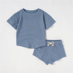 Children's Short-sleeved Suit Solid Color Baby Short Sleeve Two-piece Suit - Cindi Book