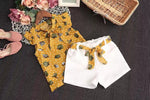 Girls Chiffon Sleeveless Flower Printed Two-piece Suit - Cindi Book