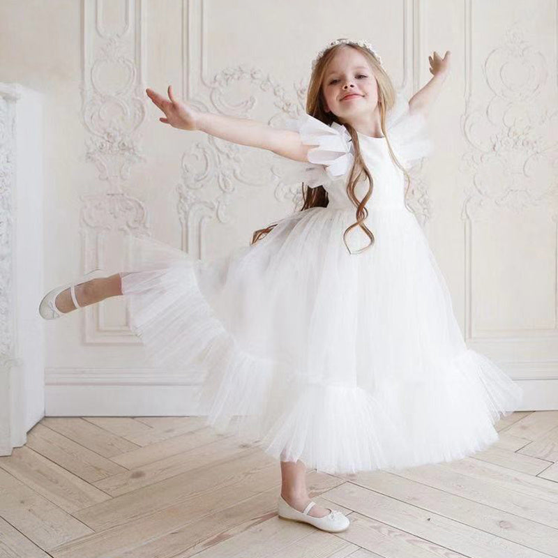 Girls' Birthday Princess Dress With Fluffy Yarn - Cindi Book
