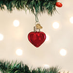 Old World Christmas Small Red Heart Ornament - hand-blown glass Christmas tree ornament