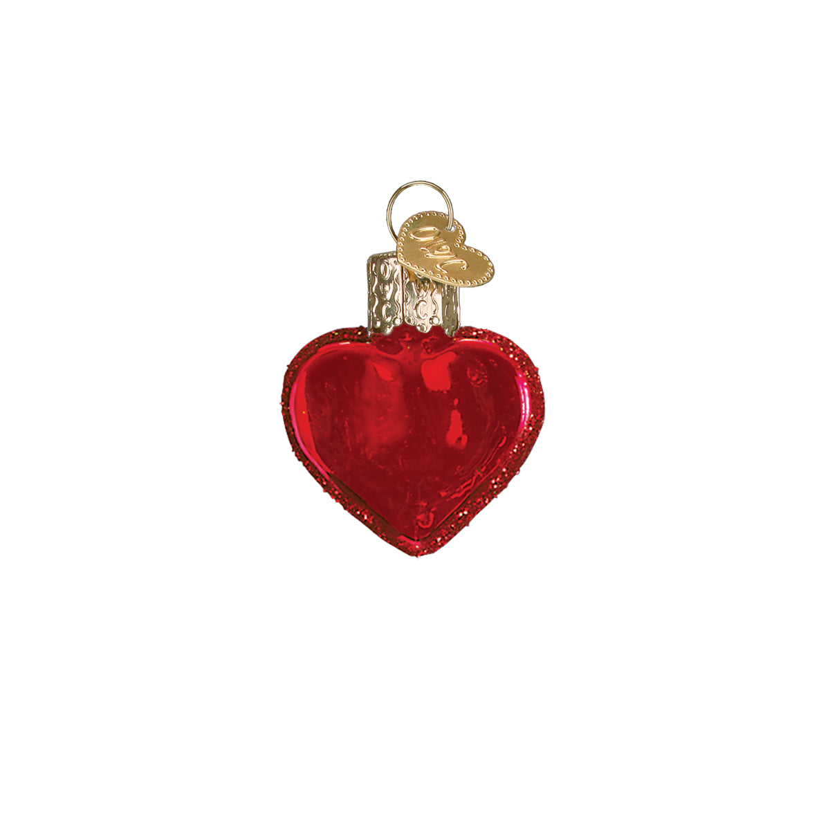 Old World Christmas Small Red Heart Ornament - hand-blown glass Christmas tree ornament (view 2)