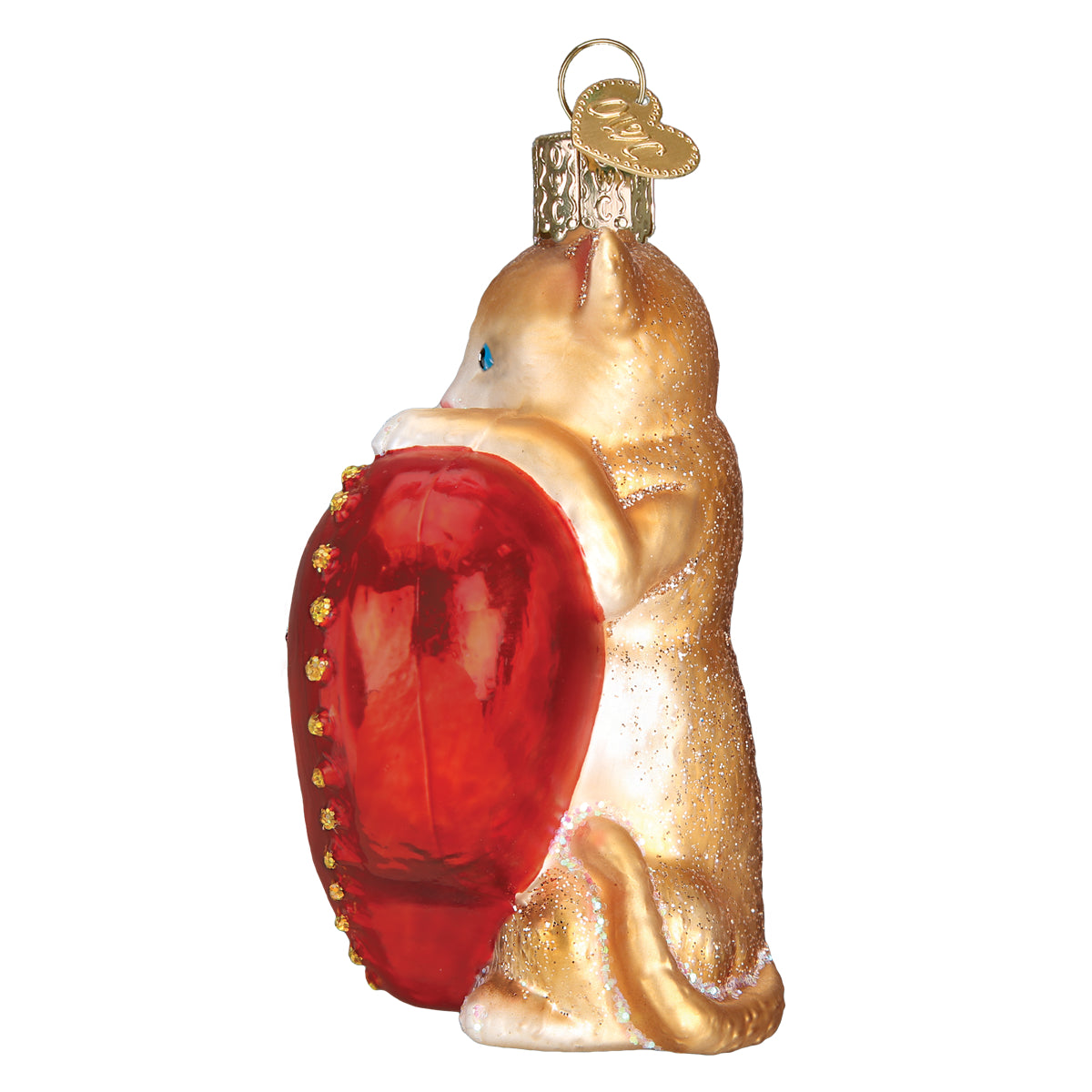 Old World Christmas I Love My Cat Ornament - hand-blown glass Christmas tree ornament (view 5)