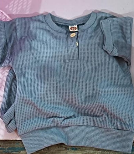 Three-color Short-sleeved Waffle Children's Suit - Cindi Book