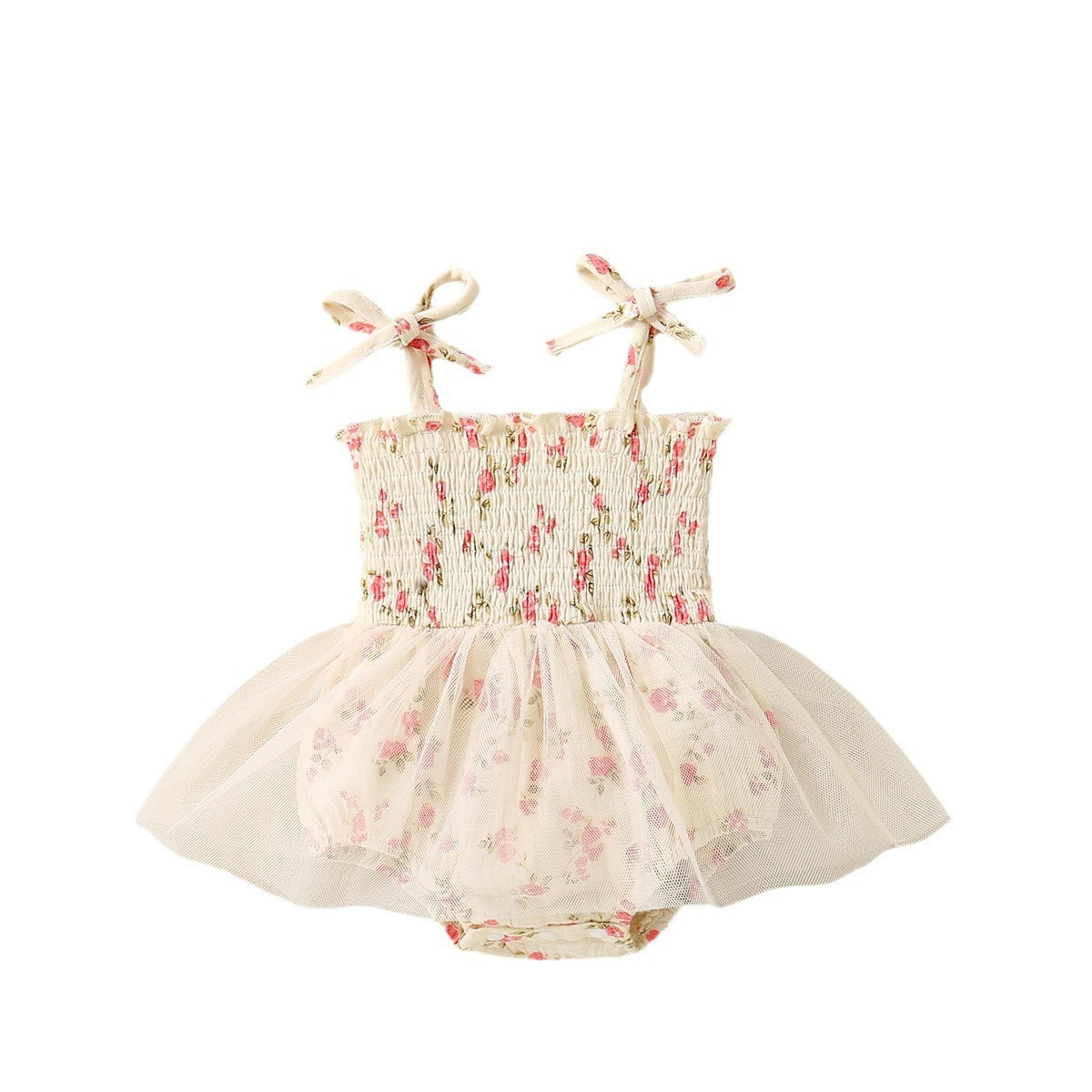 Baby Girl Flower Print Sling Triangle Rompers Tulle Skirt - Cindi Book