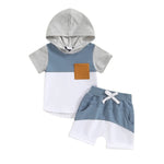 Boys And Girls Color-block Crew Neck Hooded Suits - Cindi Book