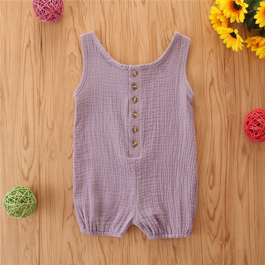Baby Rompers Sleeveless Solid Color Cotton And Linen Rompers Baby Rompers - Cindi Book