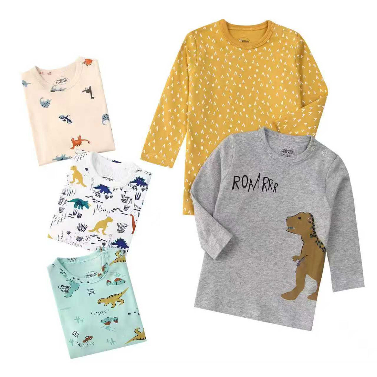Autumn Children's Cartoon Printed Home Long-sleeved Top T-shirt Mixed Color Five Pieces - Cindi Book