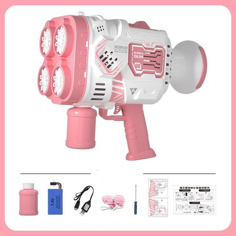 Bubble Gun Rocket Soap Bubble Machine Electric Space Launcher Continues To Produce Bubbles With LED Light - Cindi Book