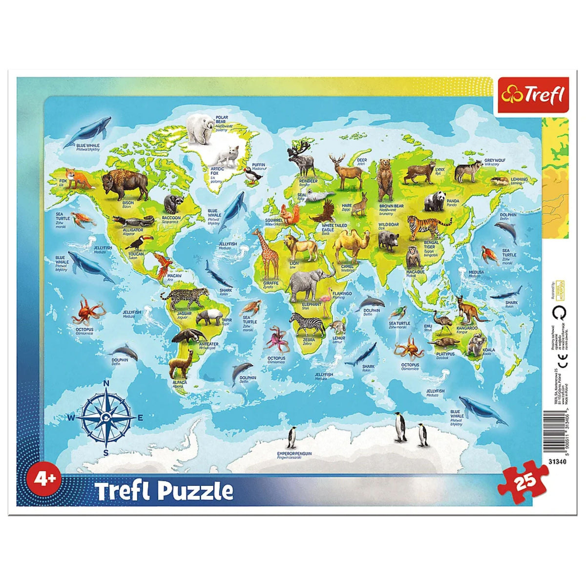 Trefl Preschool World Map with Animals 25 Piece Puzzle