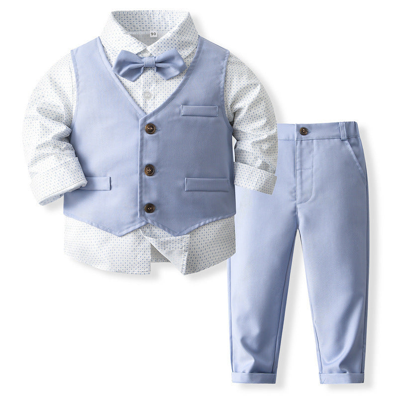 Boy's Waistcoat Suit Spring And Autumn Flower Girl Wedding Clothes Suit - Cindi Book