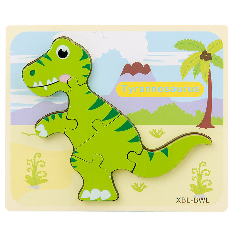 Baby Wooden Cartoon Dinosaur 3D Puzzle Jigsaw for Kids Montessori Early Learning Educational Puzzle Toys - Cindi Book
