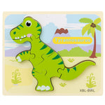 Baby Wooden Cartoon Dinosaur 3D Puzzle Jigsaw for Kids Montessori Early Learning Educational Puzzle Toys - Cindi Book