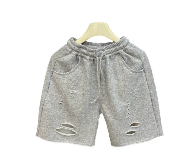 Multi-Hole Terry Sports Shorts Children's Summer Clothing