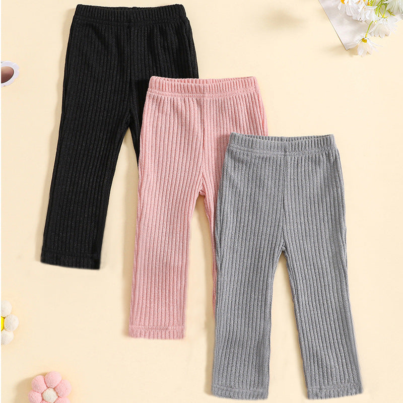 Girls' Knitted Cotton Leggings Warm-keeping Pants Long Pants Straight-leg Pants - Cindi Book