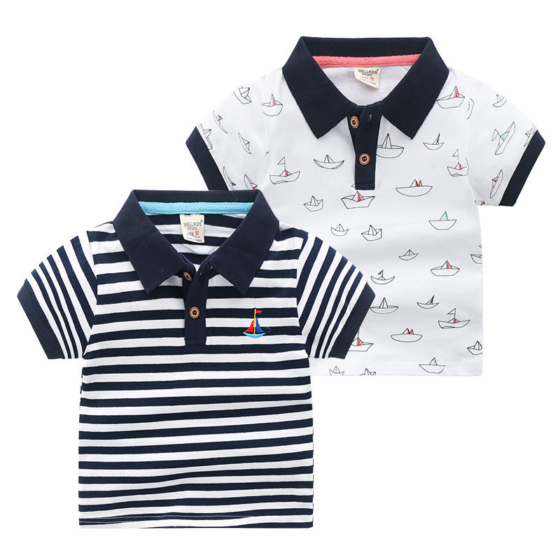 Children's Short-sleeved Polo Shirt Lapel T-shirt - Cindi Book