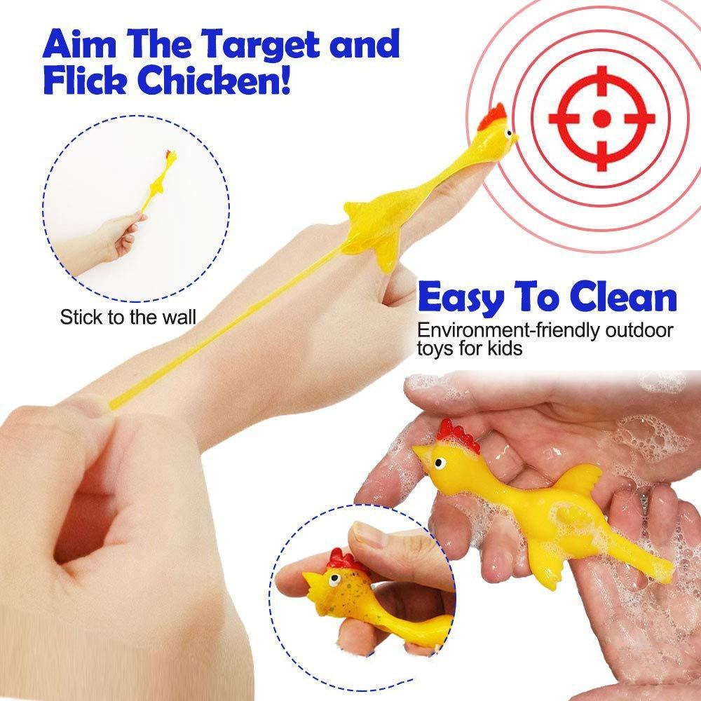Catapult Launch Rubber Catapulted Chicken Toys Light Finger Prank Stretchy Flying Ejection Toy Slingshot Turkey Sticky - Cindi Book