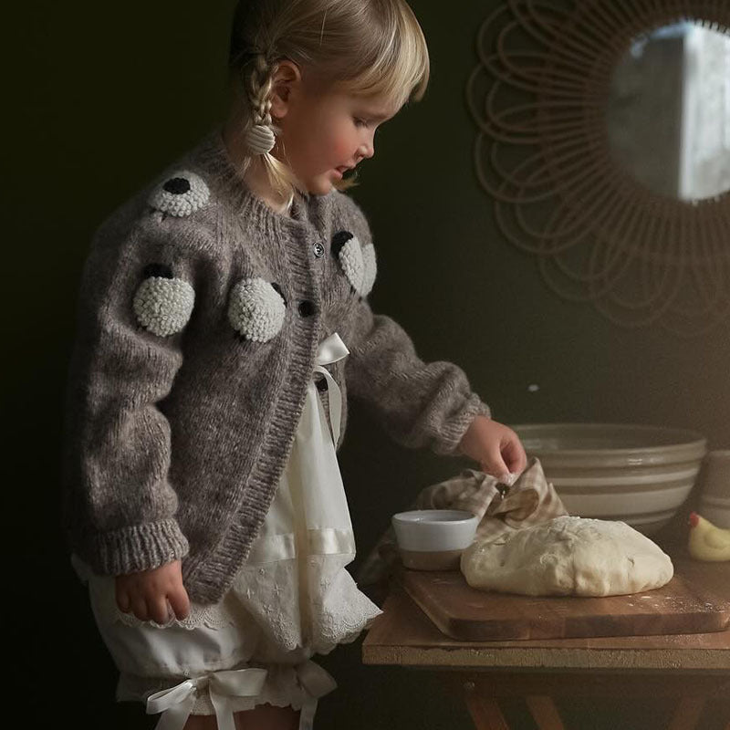 Wool Blend Heavy Embroidery Long-sleeve Cardigan Sweater - Cindi Book