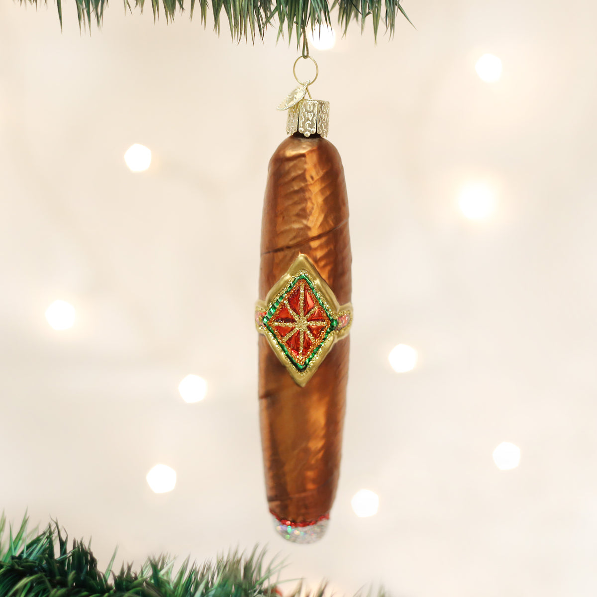 Old World Christmas Cigar Ornament - hand-blown glass Christmas tree ornament
