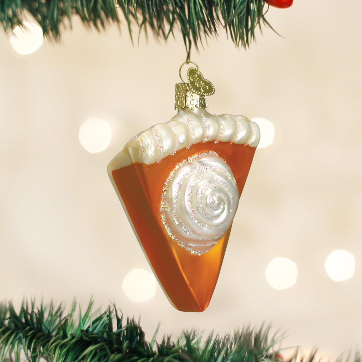 Old World Christmas Piece Of Pumpkin Pie - hand-blown glass Christmas tree ornament