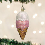 Old World Christmas Ice Cream Cone Ornament - hand-blown glass Christmas tree ornament